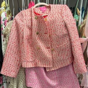 Lilly Pulitzer Stylish Red and Pink Tweed women’s  Jacket size 6